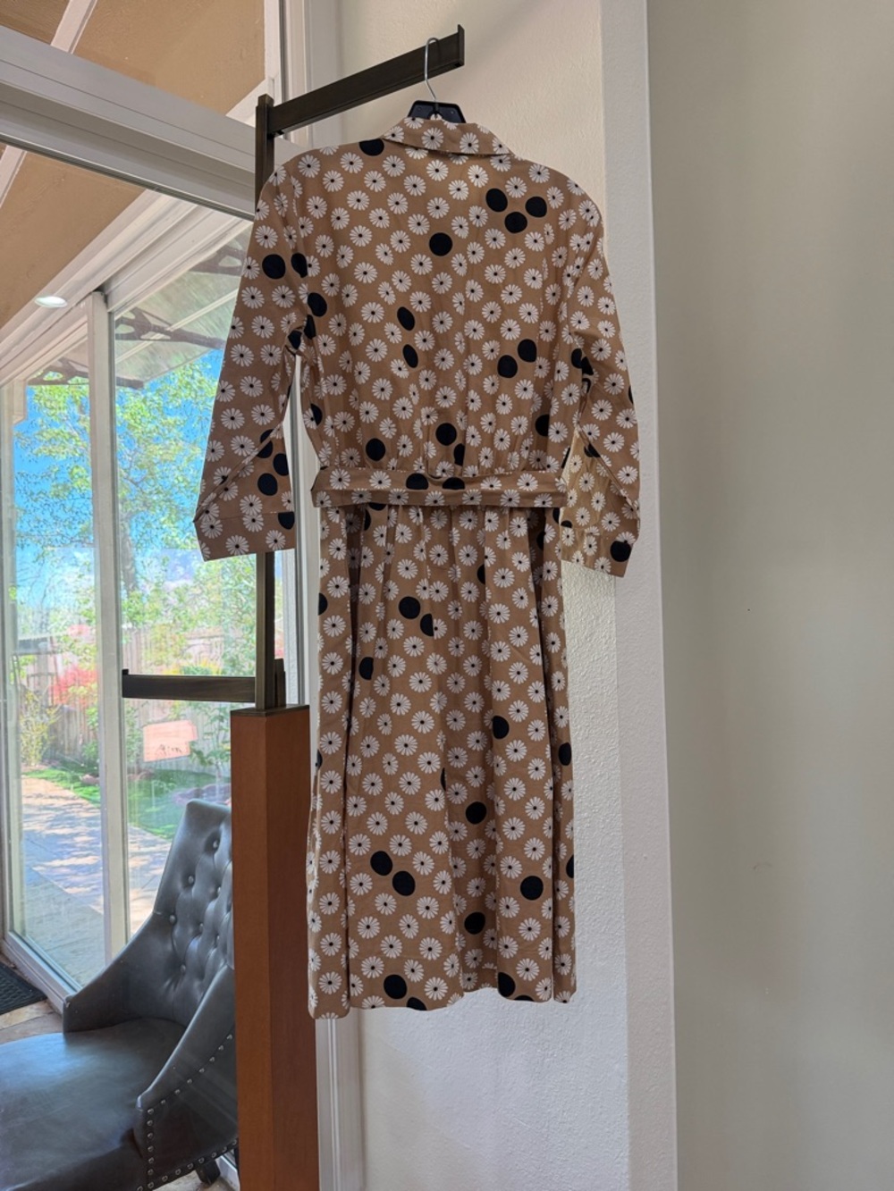 Talbots Brown Floral & Black Dot Long Sleeve Dress - Picture 8 of 9